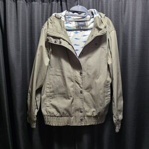 Imperial Motion Mens Olive Green Hooded Snap Front Bomber Style Jacket Small